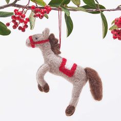 Horse Felt Ornament Ornament - rockflowerpaper Felt Horse Ornament, Felt Horse, Tree Handmade, Horse Ornaments, Holiday Table Settings, Brown Horse, Unique Ornament, Felt Christmas, The Horse