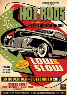 an advertisement for the hot rods and the essen motor show on november 8, 2013