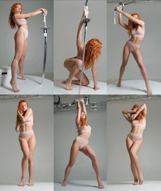 six photos of a woman in various poses