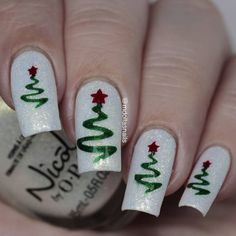 Tree Nail Art, Xmas Nail Art, Christmas Tree Nails, Ribbon Tree, Christmas Nail Stickers, Finger Art, Nail Vinyls, Tree Nails