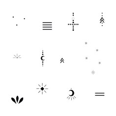 an image of different symbols that are in the shape of stars and crescents on a white background