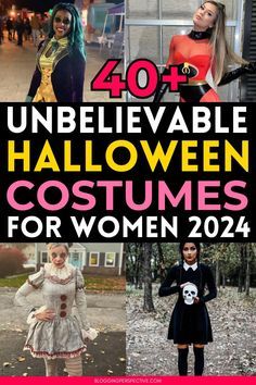 the cover of 40 unbelevable halloween costumes for women in 24 different styles