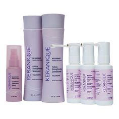 Keranique 90-Day Hair Regrowth Volumizing Kit  What It Is  Transform your hair from lackluster to luscious with Keranique's ultimate hair regrowth system. This system features shampoo, conditioner, a lift and repair spray, and a 90-day supply of regrowth spray, providing a complete solution for healthier-looking hair.   What You Get        8 fl. oz. Volumizing Shampoo     8 fl. oz. Volumizing Conditioner     2 fl. oz. Lift and Repair Spray     (3) 2 fl. oz. Regrowth Spray    What It Does  Shampo Body Conditioner, Towel Dry Hair, Blow Dry Hair, Soften Hair, Regrow Hair, Hair Rinse, Volumizing Shampoo, Hair Regrowth, Healthy Hair Growth