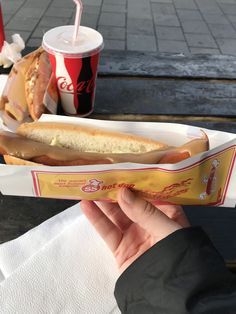 a person is holding up a hot dog with mustard and ketchup