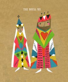 two paper dolls are wearing crowns and standing next to each other, with the words'the royal we'written on them