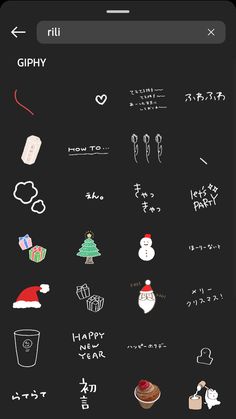 an iphone screen with various stickers on the back and side, including christmas decorations