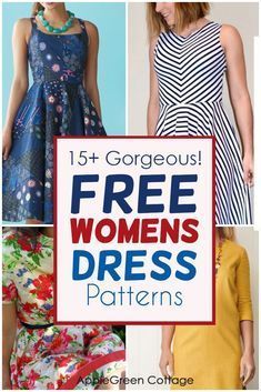 free women's dress patterns with text overlay