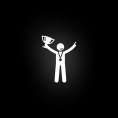 a man holding up a trophy and cup in his hands on a black background,