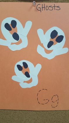 Pre-k letter G Ghosts Letter G Themes For Preschool, Letter G Halloween Crafts, G Is For Ghost Craft, Letter G Crafts For Preschoolers, Ghost Crafts Preschool, Kindergarten Provocations, Aspen Fall, Letter G Crafts, Sailboat Craft