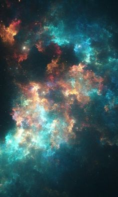 an image of some very colorful clouds in the night sky with bright lights on them