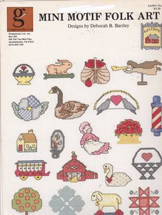 a cross stitch pattern with christmas decorations and ornaments on the front, as well as other items