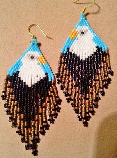 the beaded earrings have an eagle on it