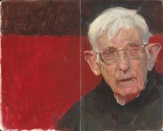 an older man with glasses is shown in this painting