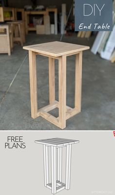 an end table made out of wood with the text diy end table on it