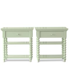 two green nightstands side by side against a white background