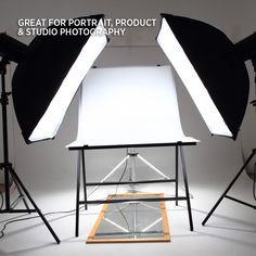 a photo studio with lighting equipment for photography