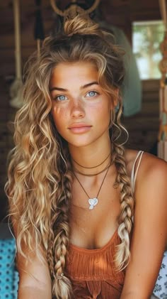 70’s Hairstyles, Festive Braids, Rising Appalachia, Braids And Curls, Boho Chic Hairstyles, Golden Blonde Hair, Honey Blonde Hair, Braids With Curls