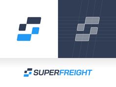 the logo for superfright is shown in two different colors and font, with an image