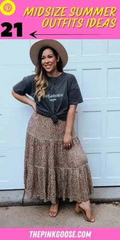 Midsize Summer Outfits 2023: 21 Ideas Mid Size Boho Outfits, Midsize Summer Outfits 2024, Midsize Spring Outfits 2024, City Outfits Summer, Plus Size Summer Outfit Ideas, Midsize Summer Outfits, Midsize Summer Outfit, Midsize Fashion Summer, Summer Outfits Midsize