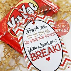 a candy bar wrapper with a thank you for all you do