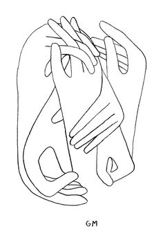 a black and white drawing of two hands holding each other