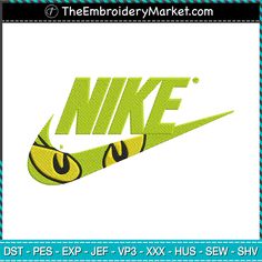 a green nike logo is shown on a white background with blue and black lines around it