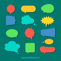 colorful vector speech bubbles Pixel Speech Bubble, Comic Balloon, Dialogue Balloon, Cartoon Speech Bubble, Modern Logotype