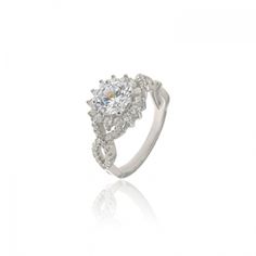 Ring MJ Silver 925/1000 Solitaire Soleil with Zirconium Stones Silver Ring, Silver Rings