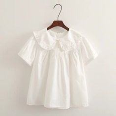 Premium Quality Cute Lady T-shirt Blouse Peter Pan Collar Tee Ruffle Frill Tops Lolita Retro , Womens Tops Women Plaid Shirt, Plaid Shirt Women, White Short Sleeve Blouse, Peter Pan Collar Blouse, Frill Tops, White Long Sleeve Blouse, Bow Shirts, Dress Shirt Sleeves, Womens Tops Summer