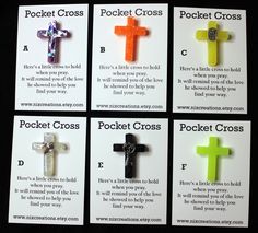 Pocket Cross, Pocket Hug, Pocket Prayer, Pocket Token, Religious Gift, Prayer Cross, Baptism Gift,  Church Gift, Handmade Resin Mini Cross These small crosses are comforting to keep in your pocket or hold in the palm of your hand as a reminder of God's ever-present love and care. Give the gift of Christ and love to your friends at church. These resin pocket crosses are easy to keep on hand as a reminder to say a quick prayer throughout the day or simply remind us of God's love and carry it with Bible Buddies, Christian Crochet, Palanca Ideas, Cross Projects, Church Gifts Ideas, Gods Blessing, Pocket Bible, Pocket Prayer, Pocket Cross