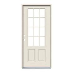 Add personality and style into your entryway with this JELD-WEN Primed Premium Steel Prehung Front Door. Offers durability. Steel Doors Exterior, Steel Entry Doors, Farmhouse Doors, Back Door, Entry Door, Door Installation, Types Of Doors, Back Doors, Door Styles