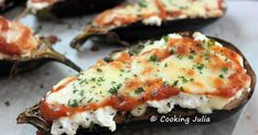 baked stuffed eggplant with cheese and sauce