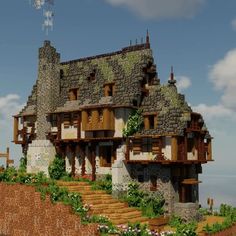 Minecraft Hill House, Medieval Builds, Minecraft Building Designs, Minecraft Meme, Minecraft Images, Minecraft Interior Design