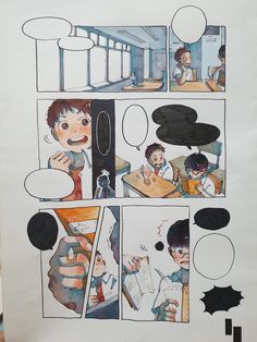 a comic strip with an image of a boy in the classroom