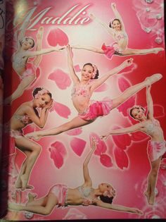 an image of some women dancing in the air with pink and white paint on them