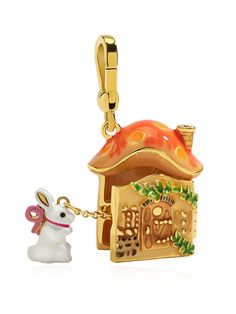 PRICES MAY VARY. Size: 24mm x 27mm Weight: 26g 18k Gold Plated Copper Hand Painted Enamel Two Kinds of Chains Included Bunny Mushroom, Rabbit Silhouette, Rabbit Charm, Necklace Stand, Best Friend Jewelry, Mushroom House, Mushroom Decor, Enamel Necklaces, Sweater Chain