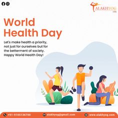 an advertisement for world health day with people sitting on the ground and one person standing