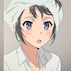 an anime character with blue eyes and a white turban