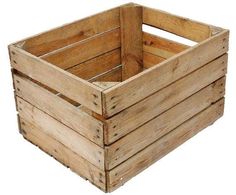 a wooden crate is shown on a white background