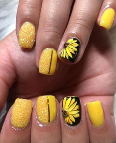 Safari Nails, Sunflower Nail, White Acrylic Nails, Diy Spring, Diy Nail Art, Spring Nail Art, Short Nail Designs