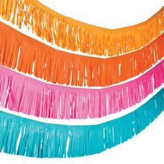 multicolored streamers on white background with clippings to the side for decoration