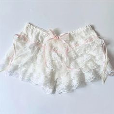 Color: White, Size: L Ruffles Pattern, Kawaii Shorts, Fairy Y2k, Ruffle Bloomers, Harajuku Women, Chic Pants, Lace Layers, Skirt Shorts, Women Overcoat