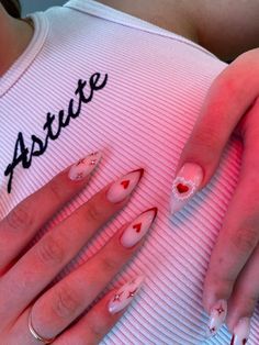 Vday Nails, February Nails, Classy Acrylic Nails, Red Nail, Pink Acrylic Nails, Heart Nails, Fire Nails, Nail Polishes