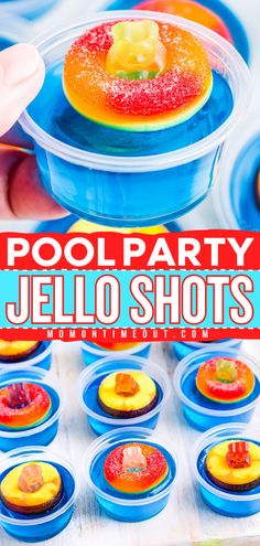 These Pool Party Jello Shots are the perfect way to dive into the summer season! These tasty jello shots are topped with adorable gummy bear floaties and are guaranteed to make a splash at your next BBQ or party! Jello Flavors, Best Summer Cocktails, Gelatin Recipes, Shots Alcohol, Party Drinks Alcohol, Jello Shot Recipes, Jello Recipes, Summer Cocktail Recipes