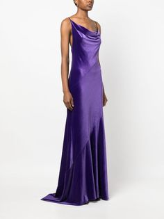 Philosophy Di Lorenzo Serafini Vestido Longo De Cetim - Farfetch Satin Dress Long, Lorenzo Serafini, Designer Drapes, Purple Satin, Dress Crafts, Satin Maxi, Dress Satin, Satin Maxi Dress, Dress Purple