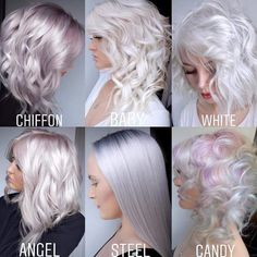 Blonde Icy Hair, Platinum Hair Ideas, White Hair Color Ideas, Icy Hair, Silver Blonde Hair, White Hair Color, Hair Color Pastel, Platinum Hair