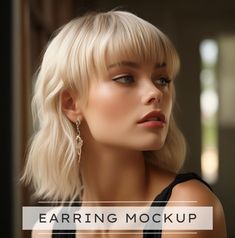 Earring Mockups, Blonde Model, Earring Display, Unique Tshirts, Apparel Design, Designer Earrings, Color Photography, High Quality, Mockup