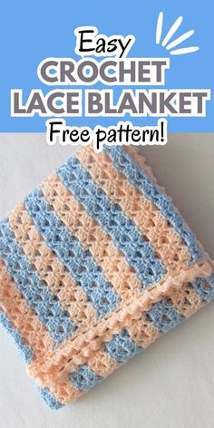 an easy crochet lace blanket with text overlay