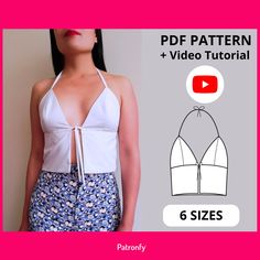 an image of a woman's crop top sewing pattern