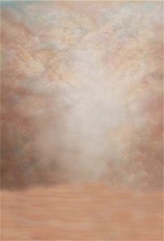 an abstract painting with white clouds in the sky and light coming from behind it on a beige background